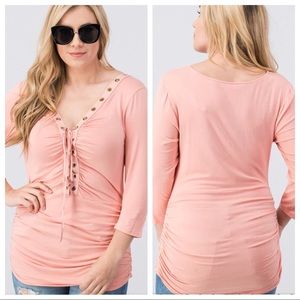 NWOT Lace-up cinch-side tunic top